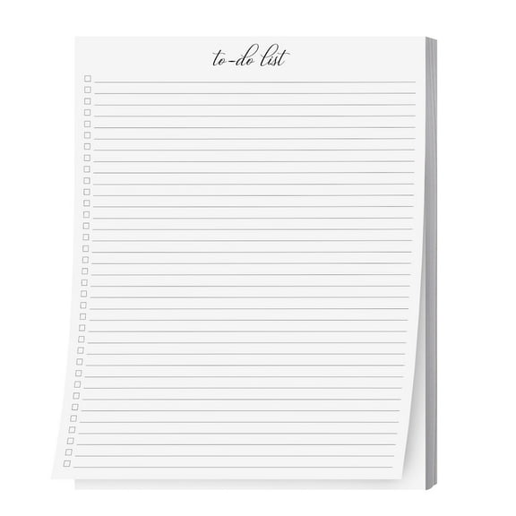 To-Do List Notepad - Checklist Writing Planning Pad - Simple Script - College-Ruled | Glued on Top| 8.5" x 11" Large Letter Size | 24lb Bond Paper | 50 Sheets (8.5" x 11")
