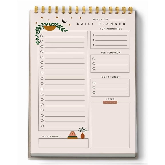 To Do List Notepad, Daily Planner Notepad Undated 54 Sheets/108 Pages, Checklist (Moon) Pack Of 1