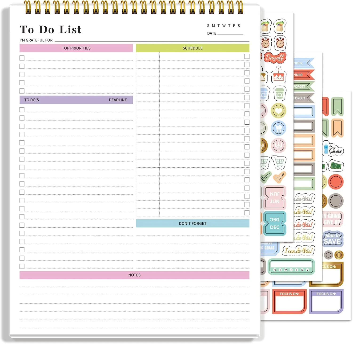 To Do List Notepad Undated, Daily To Do List Notebook (8.5"X 11") Spiral Dail...