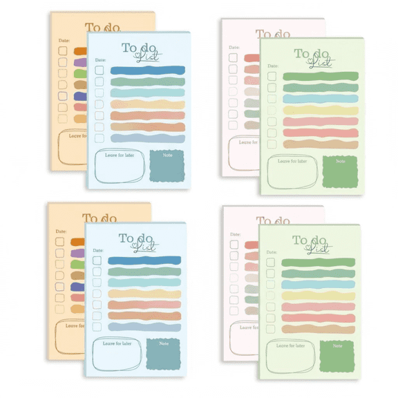 To Do List Sticky Notes Set  8 Pack 400 Sheets 4"6" Colorful Self-Adhesive Memo Pads | Planner Notebook for Office & Daily Task Tracking