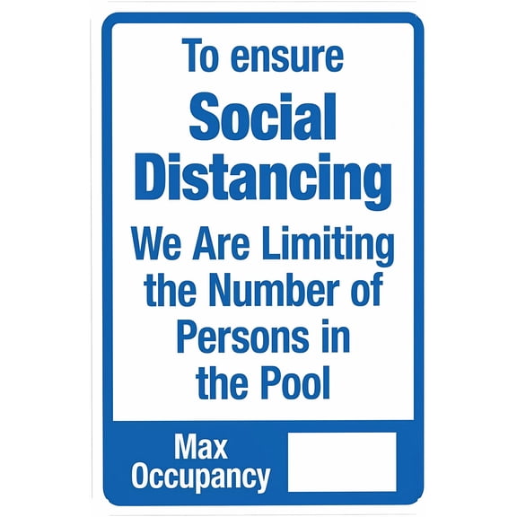 To Ensure Social Distancing Limit Number of Persons Warning Sign - 8"x12", Pool Rules Metal Decor for Business, Home, Wall Safety Zones