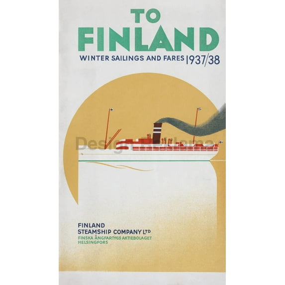 To Finland - Winter Sailings and Fares 1937/38 from the Finland Steamship Company Ltd. Framed Vintage Travel Poster