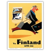 To Finland with Me - Finnish Tourist Association - Vintage Travel Poster by Heikki Ahtiala c.1950 - Master Art Print (Unframed) 9in x 12in
