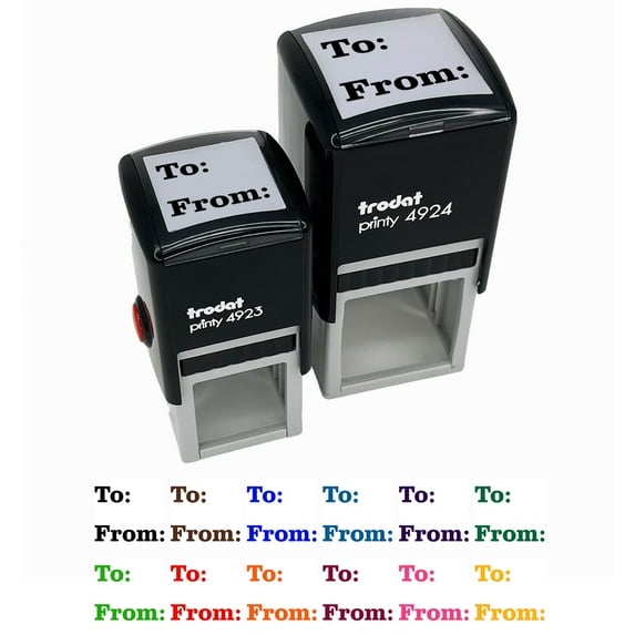 To From Text for Gift Present Self-Inking Rubber Stamp Ink Stamper - Purple Ink - Small 1 Inch