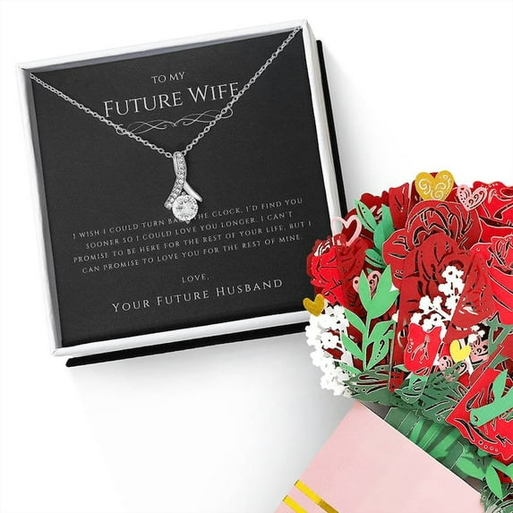 To Future Wife from Future Husband "Promise to Love You" Alluring Beauty + Sweet Devotion Flower Bouquet Bundle, Valentines Gift for Her