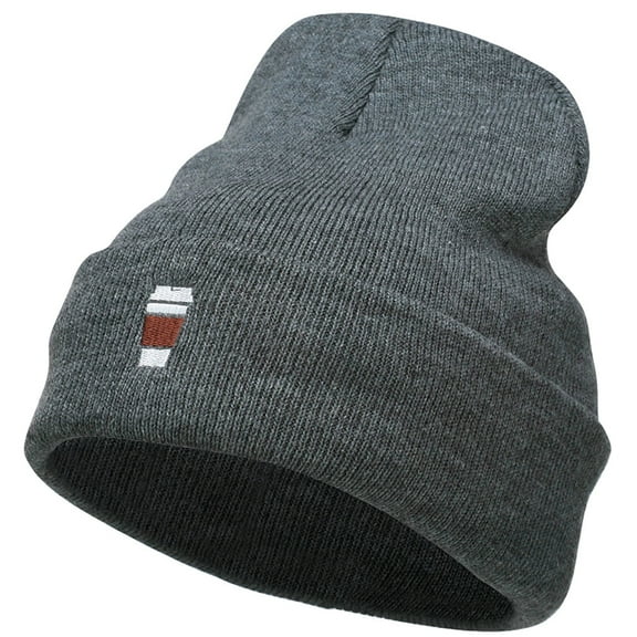 To Go Cup Embroidered Long Beanie - Dk Grey OSFM