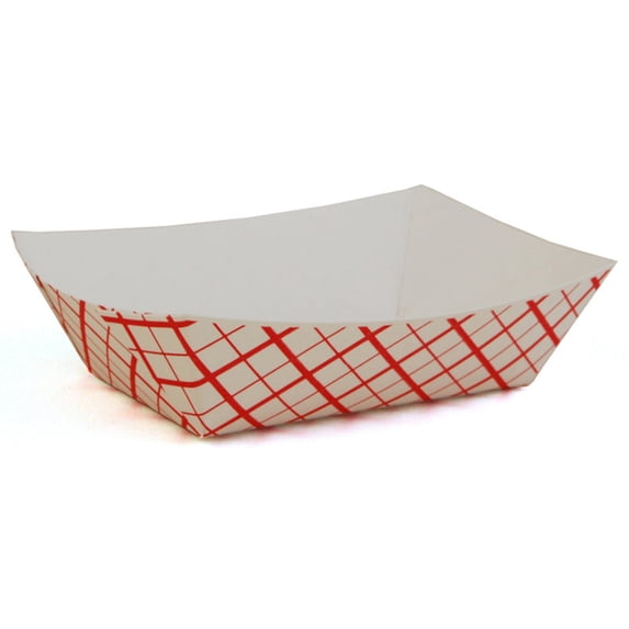 To Go Packaging 5 lb. Red Plaid Paper Food Tray - 500/Case
