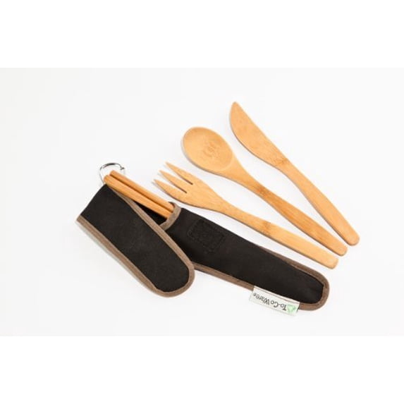 To-Go Ware RePEaT Bamboo Utensil Set with Recycled PET Carrycase (Hijiki, 8.5" W x 1.25" H)