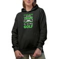 thumbnail image 1 of To Hide Your Character Do Not Play Golf Quote with Ball & Clubs, Golf Player, Golfing or Golfer Themed Merch Gift, Black Hooded Sweatshirt or Hoodie, Small, 1 of 5