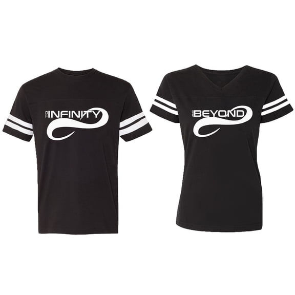To Infinity And Beyond Matching Couple Cotton Jerseys (Men Black / Women Black) (Men XL / Women M)
