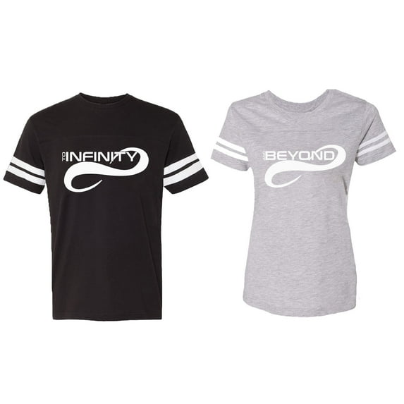 To Infinity And Beyond Matching Couple Cotton Jerseys (Men Black / Women Heather) (Men M / Women M)