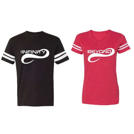 To Infinity And Beyond Matching Couple Cotton Jerseys (Men Black / Women Red) (Men S / Women XL)