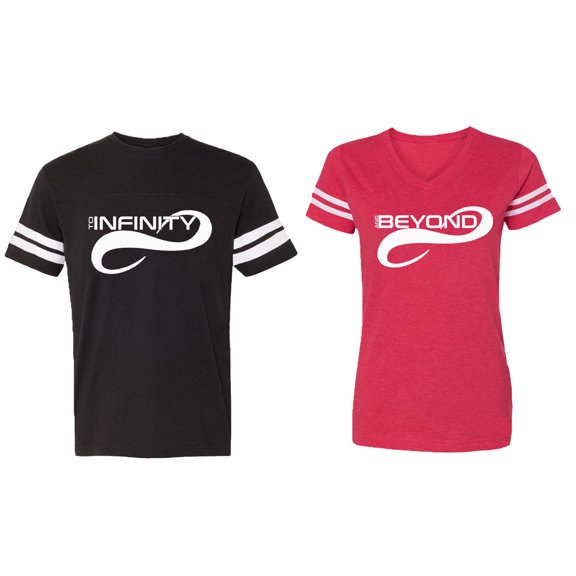 To Infinity And Beyond Matching Couple Cotton Jerseys (Men Black / Women Red) (Men XXL / Women S)