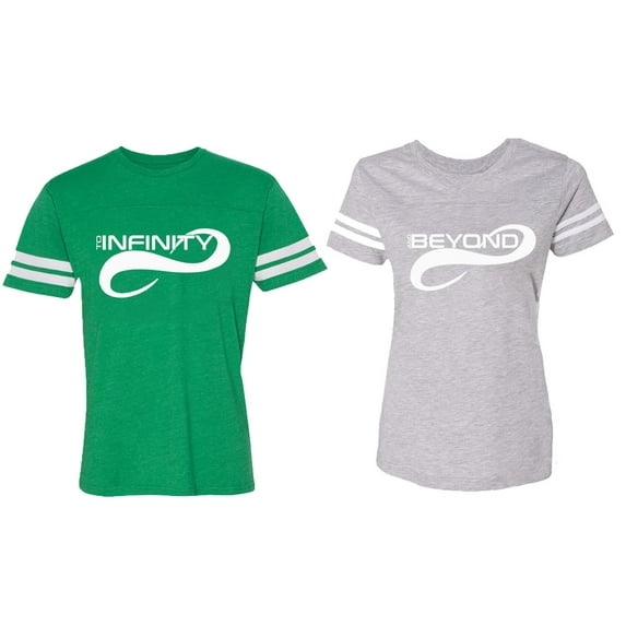 To Infinity And Beyond Matching Couple Cotton Jerseys (Men Green / Women Heather) (Men XL / Women XL)