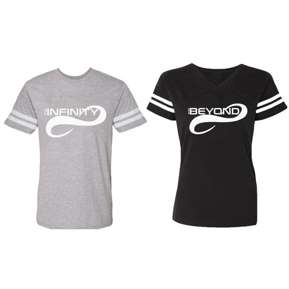 To Infinity And Beyond Matching Couple Cotton Jerseys (Men Heather / Women Black) (Men S / Women S)