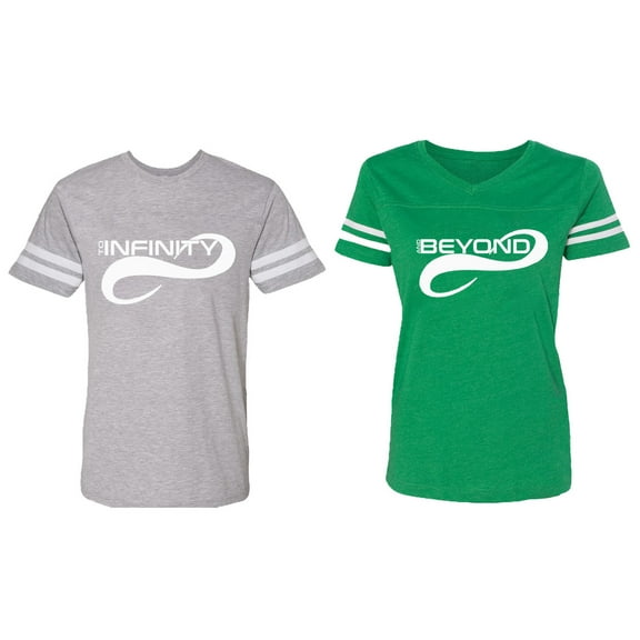 To Infinity And Beyond Matching Couple Cotton Jerseys (Men Heather / Women Green) (Men XXL / Women XL)