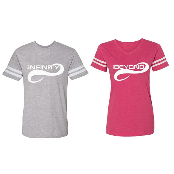 To Infinity And Beyond Matching Couple Cotton Jerseys (Men Heather / Women Pink) (Men S / Women M)
