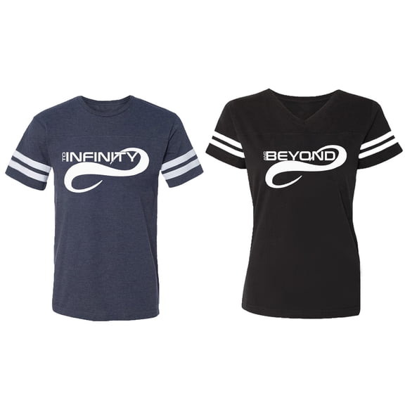 To Infinity And Beyond Matching Couple Cotton Jerseys (Men Navy / Women Black) (Men S / Women S)