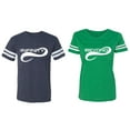thumbnail image 1 of To Infinity And Beyond Matching Couple Cotton Jerseys (Men Navy / Women Green) (Men L / Women S), 1 of 3