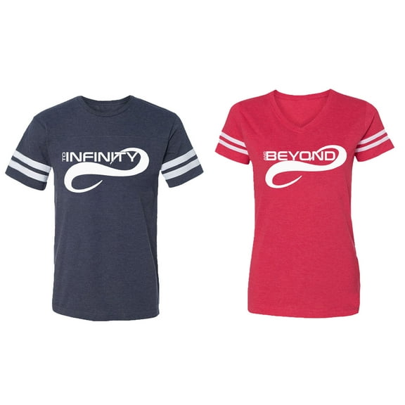 To Infinity And Beyond Matching Couple Cotton Jerseys (Men Navy / Women Red) (Men L / Women L)
