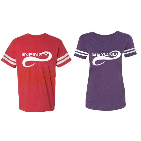 To Infinity And Beyond Matching Couple Cotton Jerseys (Men Red / Women Purple) (Men S / Women XL)