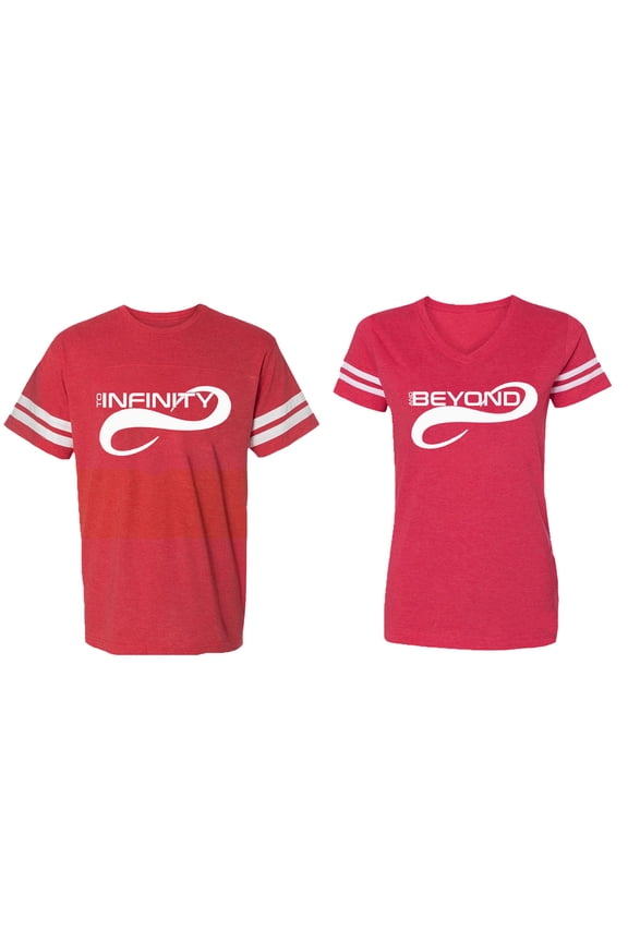 To Infinity And Beyond Matching Couple Cotton Jerseys (Men Red / Women Red) (Men XL / Women XL)