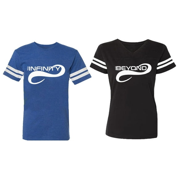To Infinity And Beyond Matching Couple Cotton Jerseys (Men Royal / Women Black) (Men M / Women M)