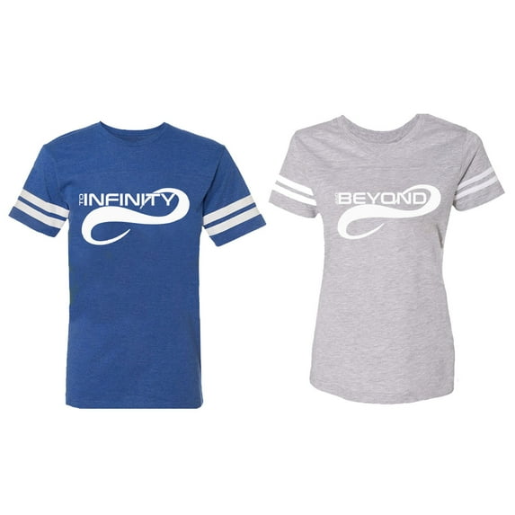 To Infinity And Beyond Matching Couple Cotton Jerseys (Men Royal / Women Heather) (Men L / Women L)