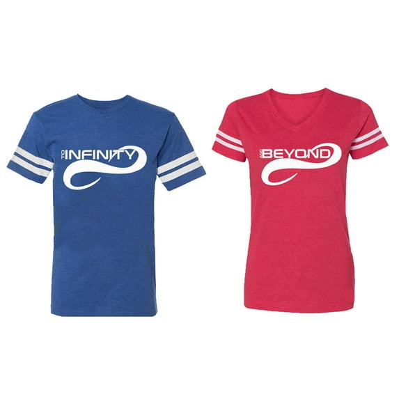 To Infinity And Beyond Matching Couple Cotton Jerseys (Men Royal / Women Red) (Men S / Women M)