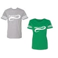 thumbnail image 1 of To Infinity And Beyond Unisex Couple Matching Cotton Jersey style T-Shirt Contrasting stripes on sleeves (Men Heather / Women Green) (Men XXL / Women M), 1 of 3