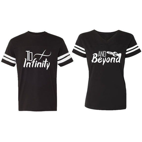 To Infinity & Beyond Matching Couple Cotton Jerseys (Men Black / Women Black) (Men S / Women S)