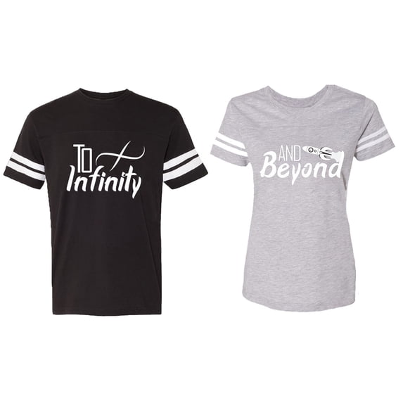To Infinity & Beyond Matching Couple Cotton Jerseys (Men Black / Women Heather) (Men XL / Women XXL)