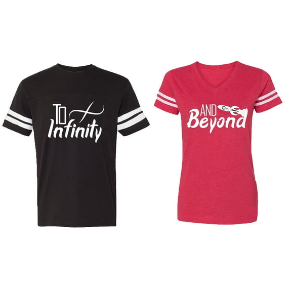 To Infinity & Beyond Matching Couple Cotton Jerseys (Men Black / Women Red) (Men XXL / Women L)