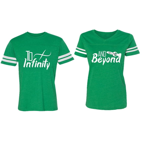 To Infinity & Beyond Matching Couple Cotton Jerseys (Men Green / Women Green) (Men S / Women S)