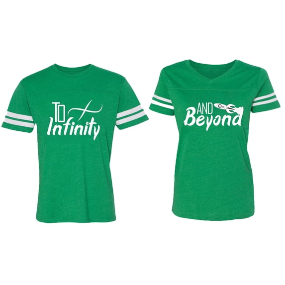 To Infinity & Beyond Matching Couple Cotton Jerseys (Men Green / Women Green) (Men XL / Women S)