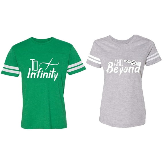 To Infinity & Beyond Matching Couple Cotton Jerseys (Men Green / Women Heather) (Men XXL / Women M)