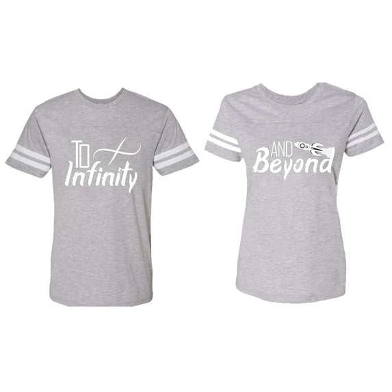 To Infinity & Beyond Matching Couple Cotton Jerseys (Men Heather / Women Heather) (Men XL / Women M)