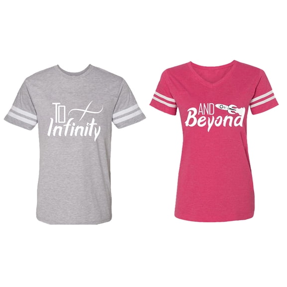 To Infinity & Beyond Matching Couple Cotton Jerseys (Men Heather / Women Pink) (Men XXL / Women L)