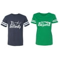 thumbnail image 1 of To Infinity & Beyond Matching Couple Cotton Jerseys (Men Navy / Women Green) (Men S / Women XXL), 1 of 3