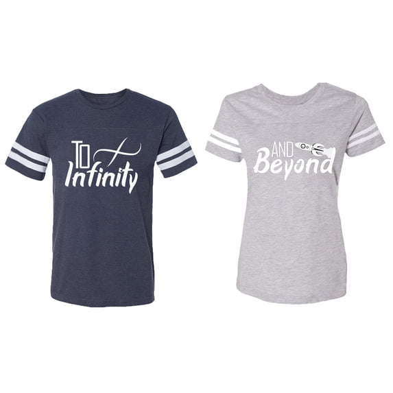 To Infinity & Beyond Matching Couple Cotton Jerseys (Men Navy / Women Heather) (Men XL / Women XXL)