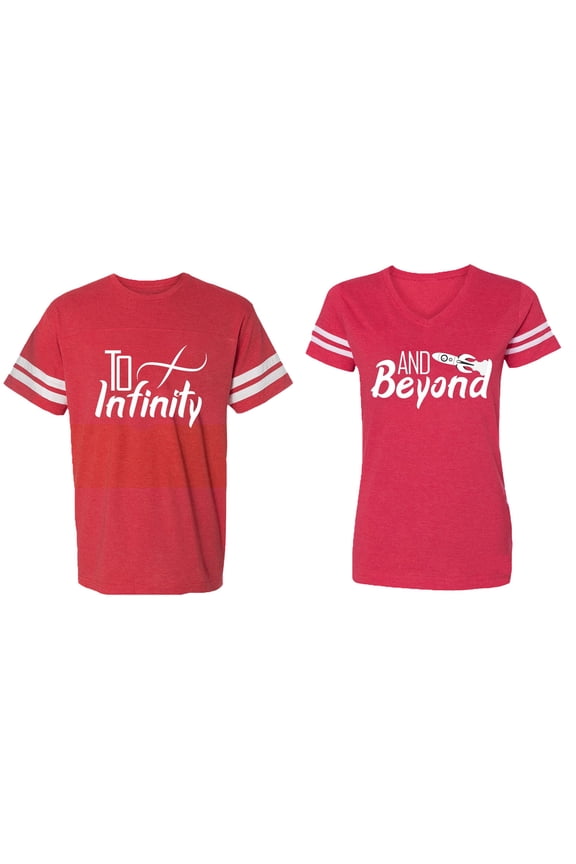 To Infinity & Beyond Matching Couple Cotton Jerseys (Men Red / Women Red) (Men M / Women M)