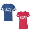 thumbnail image 1 of To Infinity & Beyond Unisex Couple Matching Cotton Jersey style T-Shirt Contrasting stripes on sleeves (Men Royal / Women Red) (Men M / Women L), 1 of 3