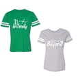 thumbnail image 1 of To Infinity & Beyond Unisex Couple Matching Cotton Jersey style T-Shirt Contrasting stripes on sleeves (Men Green / Women Heather) (Men M / Women XXL), 1 of 3