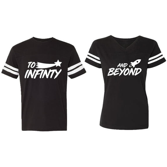 To Infinity and Beyond Matching Couple Cotton Jerseys (Men Black / Women Black) (Men S / Women S)