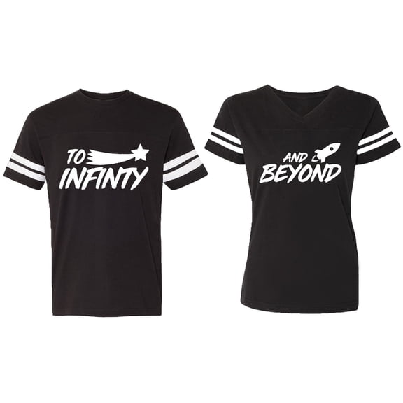 To Infinity and Beyond Matching Couple Cotton Jerseys (Men Black / Women Black) (Men XL / Women S)
