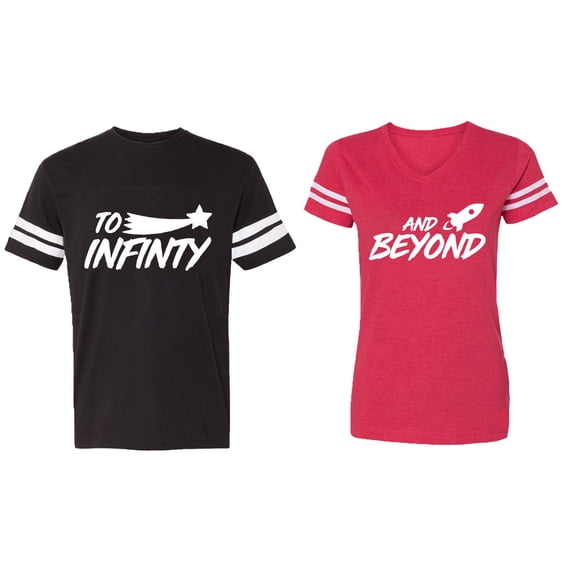 To Infinity and Beyond Matching Couple Cotton Jerseys (Men Black / Women Red) (Men XXXL / Women XXL)