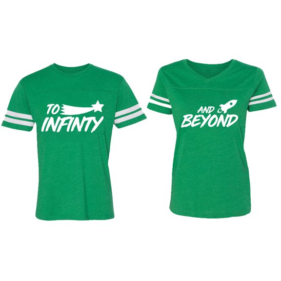 To Infinity and Beyond Matching Couple Cotton Jerseys (Men Green / Women Green) (Men L / Women S)