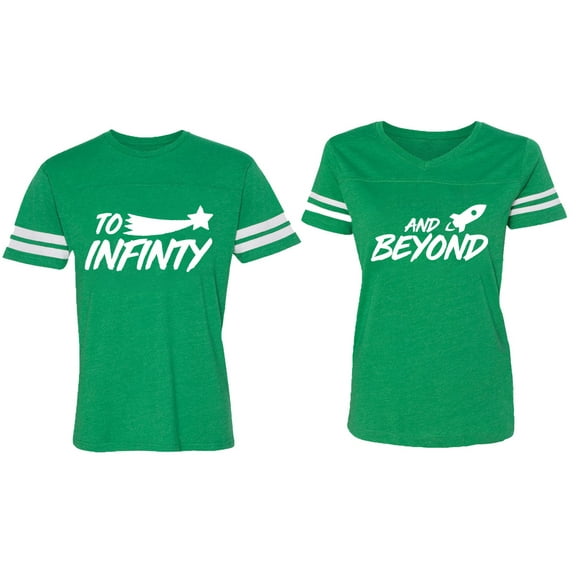 To Infinity and Beyond Matching Couple Cotton Jerseys (Men Green / Women Green) (Men XXL / Women S)