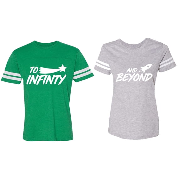 To Infinity and Beyond Matching Couple Cotton Jerseys (Men Green / Women Heather) (Men L / Women M)