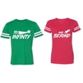 thumbnail image 1 of To Infinity and Beyond Matching Couple Cotton Jerseys (Men Green / Women Red) (Men S / Women XXL), 1 of 3